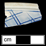 Debased scratch blue bowl with cross-hatched motif, both sherds appear to be from the same vessel, Lots 118.031 and 118.032 from 18WA20.